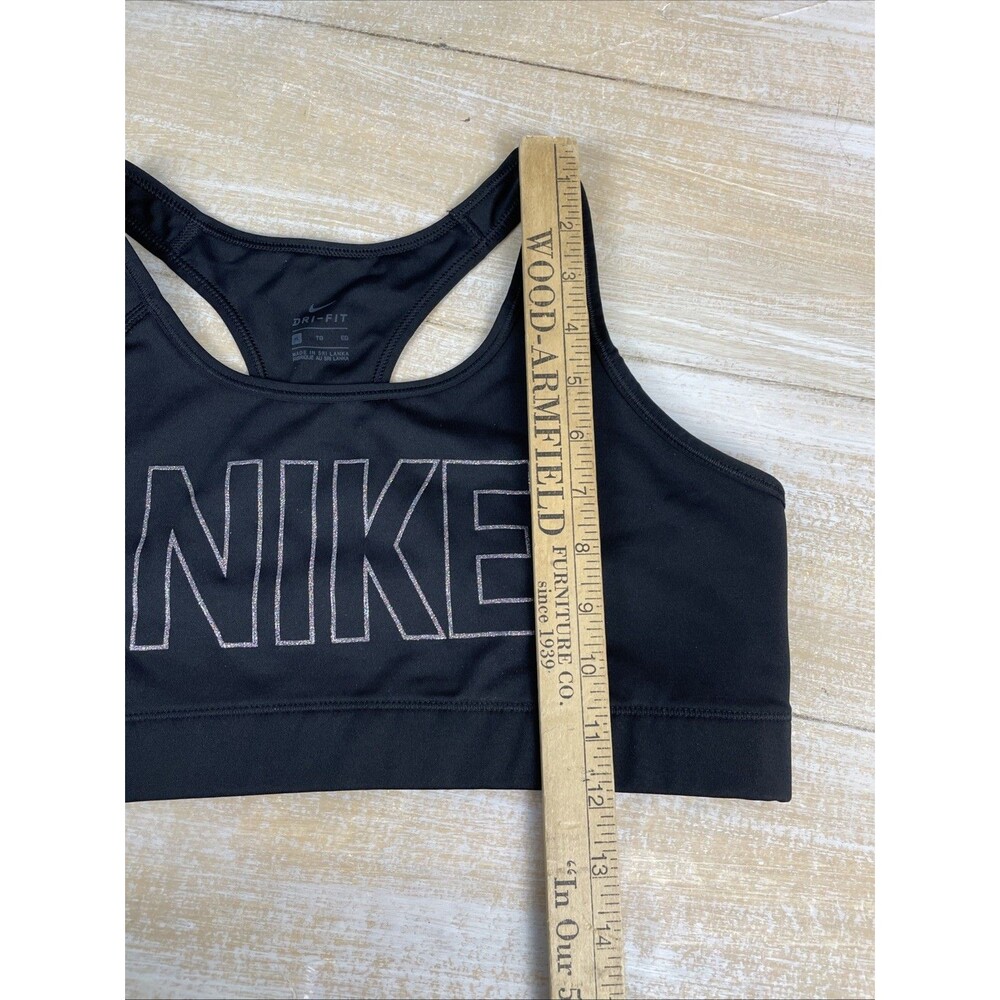 Nike Glitter Spell out Sports Bra Women’s Dri Fit Racerback Black Size XL - Picture 7 of 8